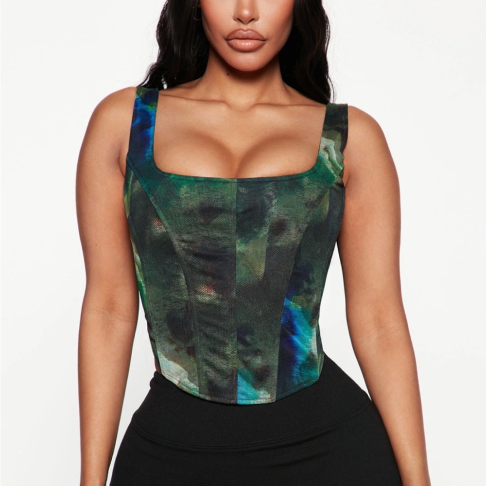 Search for me mesh corset top green/combo